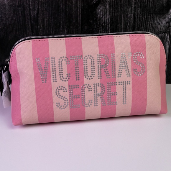 Victoria Secret Pink Stripe Cosmetic Bag and Case